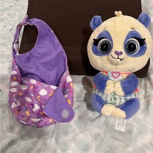 Disney Jr. TOTS Precious Panda Plush Stuffed Animal 10" Glitter Eyes Purple